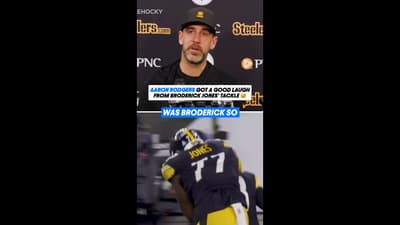 Aaron Rodgers Reacts to Being Tackled By Broderick Jones